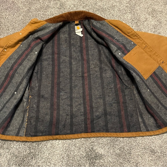 Carhartt Jacket Mens 48 Regular Brown‎ Blanket Lined Corduroy Duck Canvas Button - Picture 8 of 11